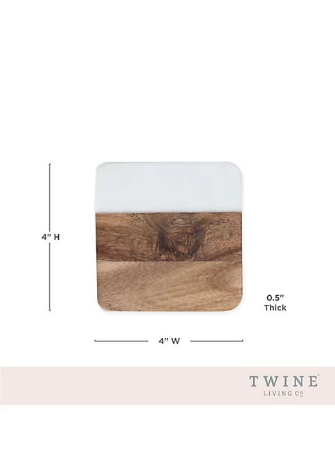 Twine Marble & Acacia Coaster Set 4 Twine Marble & Acacia Coaster Set - Image 4
