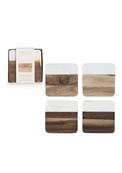 Twine Marble & Acacia Coaster Set 9 Twine Marble & Acacia Coaster Set -Twine Outlet Store Belk 580