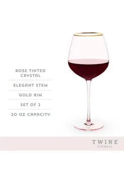 Twine Rose Crystal Red Wine Glass Set -Twine Outlet Store Belk 595