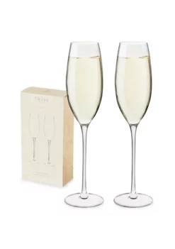 Twine Linger Crystal Champagne Flute Set