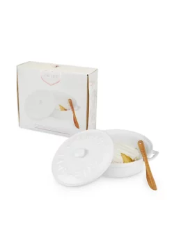 Twine Ceramic Brie Baker & Acacia Wood Spreader Set