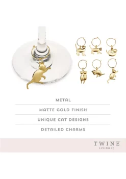 Twine Gold Cat Wine Charms -Twine Outlet Store Belk 674
