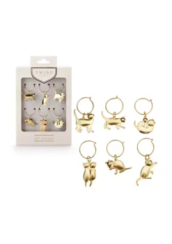 Twine Gold Cat Wine Charms -Twine Outlet Store Belk 676