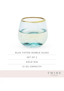Twine Aqua Bubble Stemless Wine Glass Set -Twine Outlet Store Belk 685