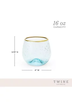 Twine Aqua Bubble Stemless Wine Glass Set -Twine Outlet Store Belk 686