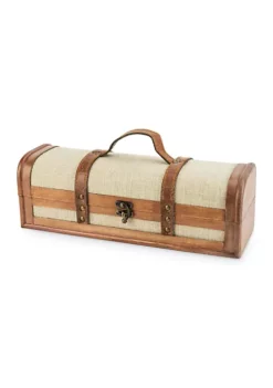 Twine 1-Bottle Vintage Striped Trunk Wine Box