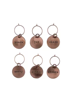 Twine Brushed Copper Holiday Wine Charms 5 Twine Brushed Copper Holiday Wine Charms -Twine Outlet Store Belk 781