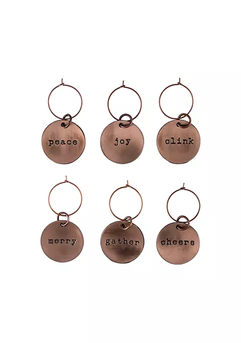 Twine Brushed Copper Holiday Wine Charms 3 Twine Brushed Copper Holiday Wine Charms - Image 3