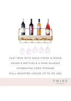 Twine Gold Wall Mounted Wine Rack & Cork Storage Living -Twine Outlet Store Belk 801
