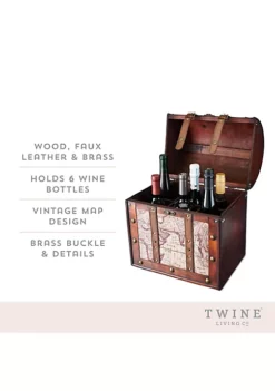 Twine 6 Bottle Old World Wooden Wine Box 7 Twine 6 Bottle Old World Wooden Wine Box -Twine Outlet Store Belk 813