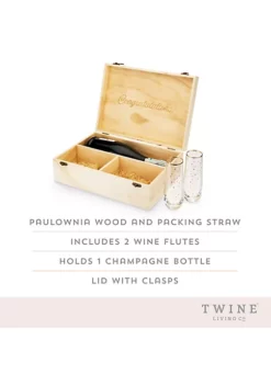 Twine Celebrate Wood Champagne Box with Set of Flutes -Twine Outlet Store Belk 837
