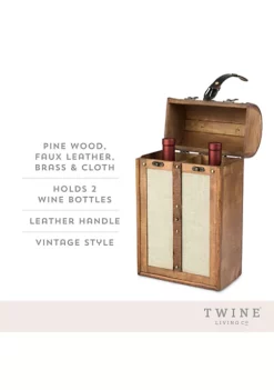Twine 2-Bottle Vintage Trunk Wine Box -Twine Outlet Store Belk 851