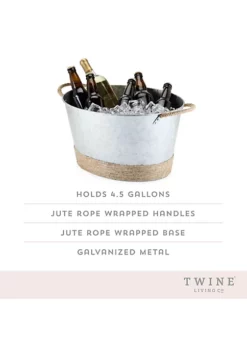 Twine Jute Rope Wrapped Galvanized Tub -Twine Outlet Store Belk 862