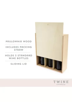 Twine 3-Bottle Wood Wine Box -Twine Outlet Store Belk 890