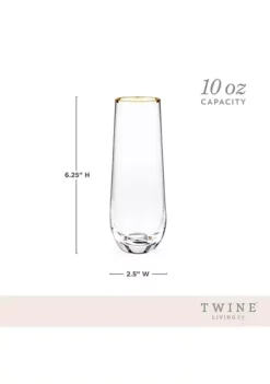 Twine Gilded Stemless Champagne Flute Set -Twine Outlet Store Belk 937
