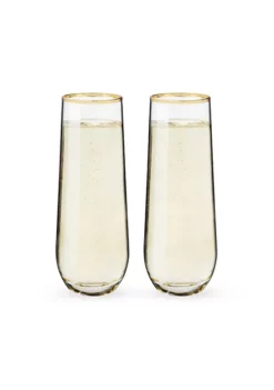 Twine Gilded Stemless Champagne Flute Set -Twine Outlet Store Belk 938